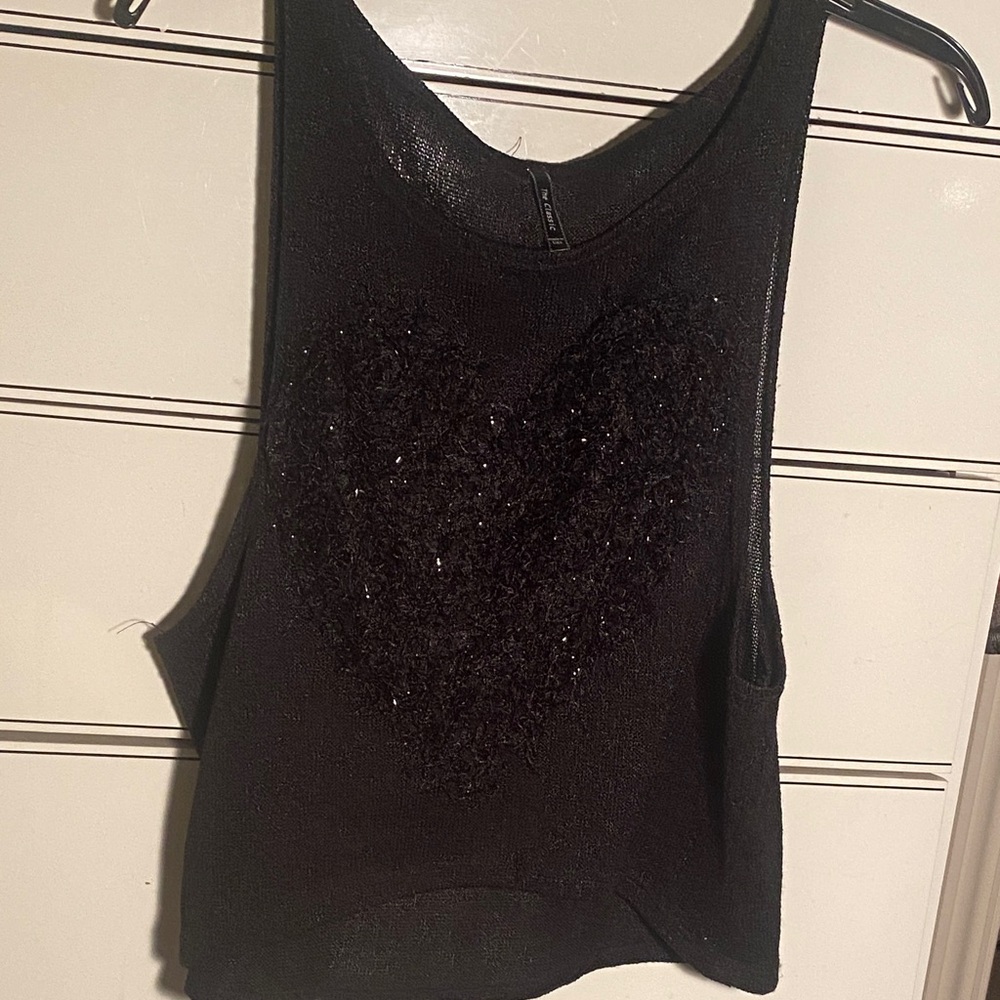 The Classic Black Textured Heart Tank Top